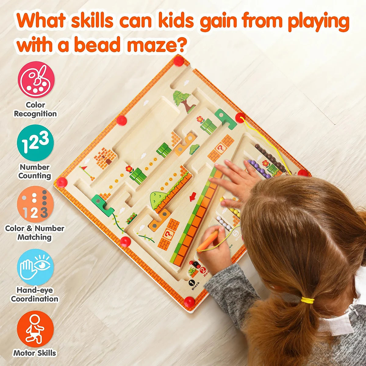 Wooden Bead Maze Learning Game