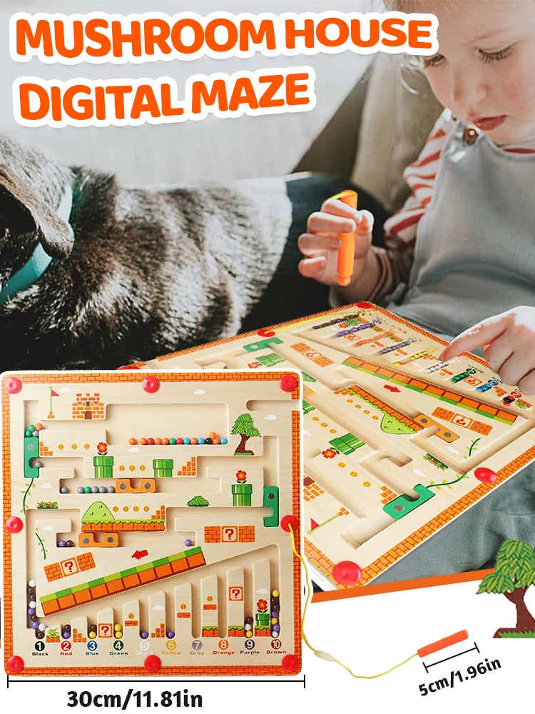 Wooden Bead Maze Learning Game