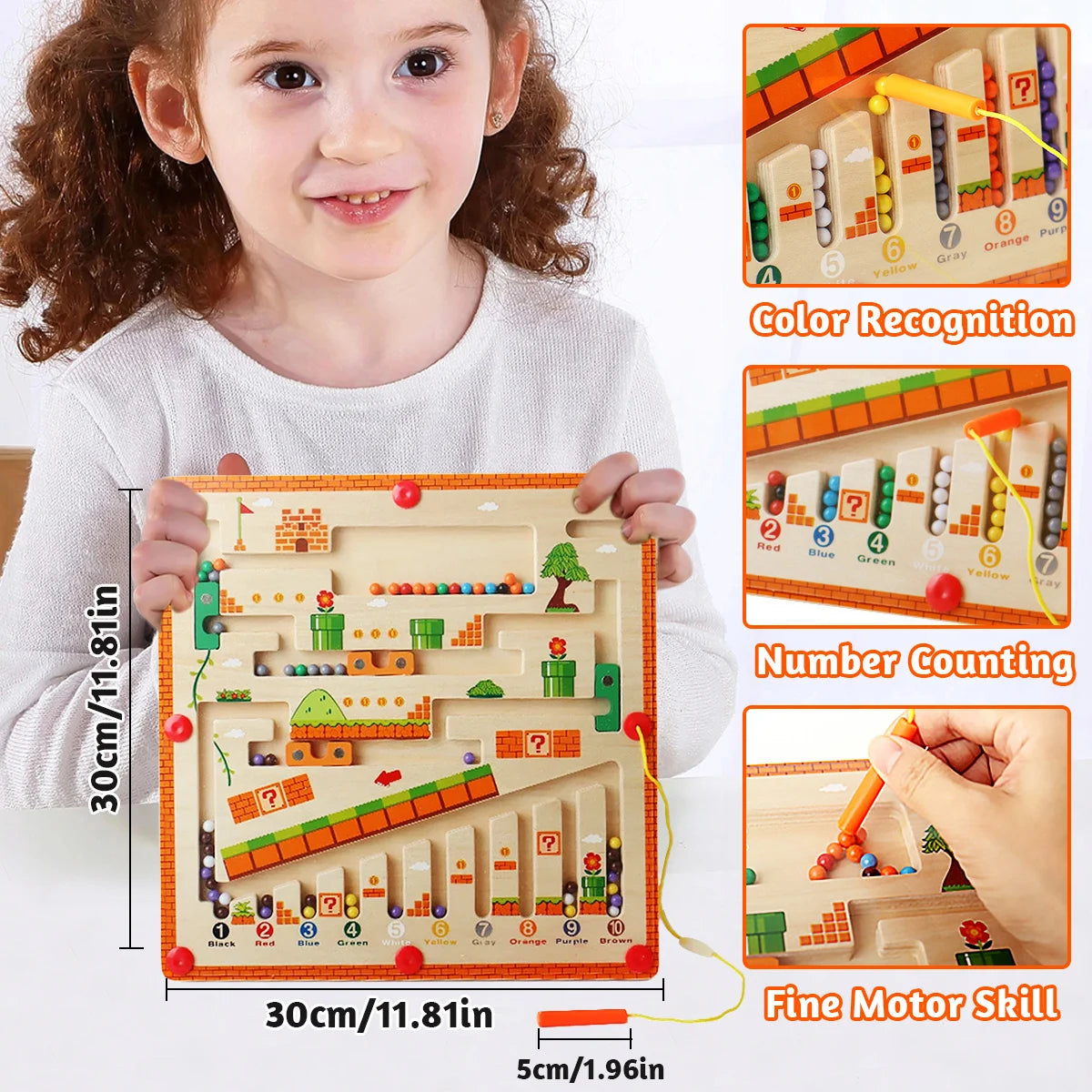 Wooden Bead Maze Learning Game